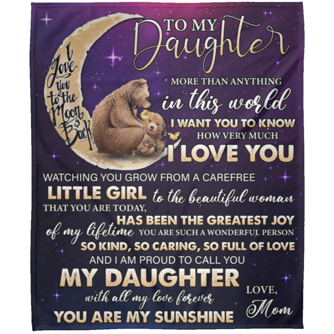 Love You To the Moon And Back Daughter Blanket