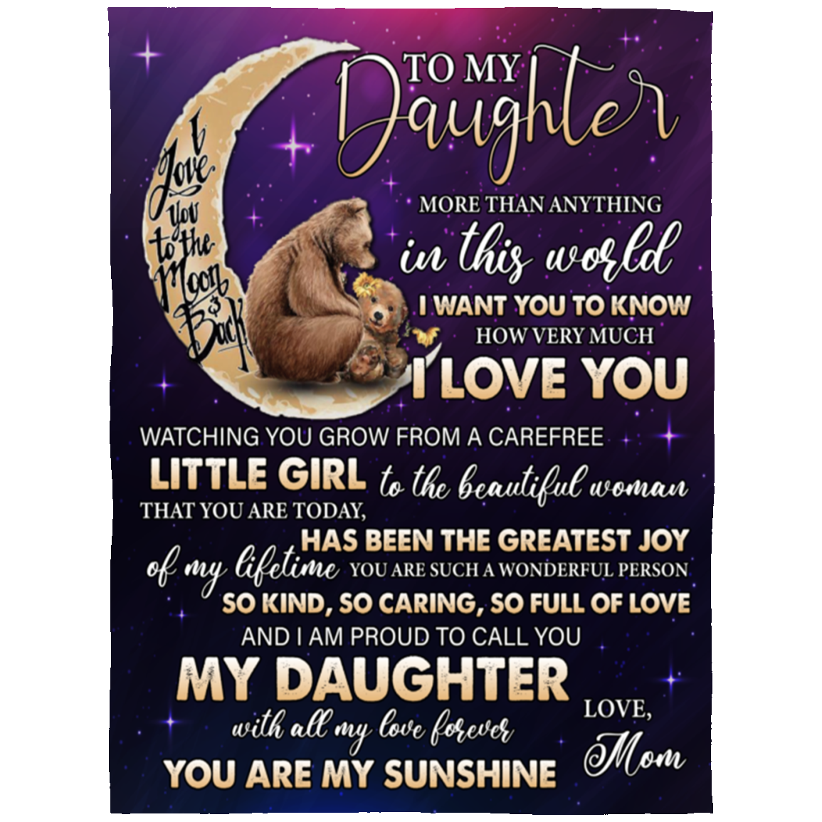 Love You To the Moon And Back Daughter Blanket