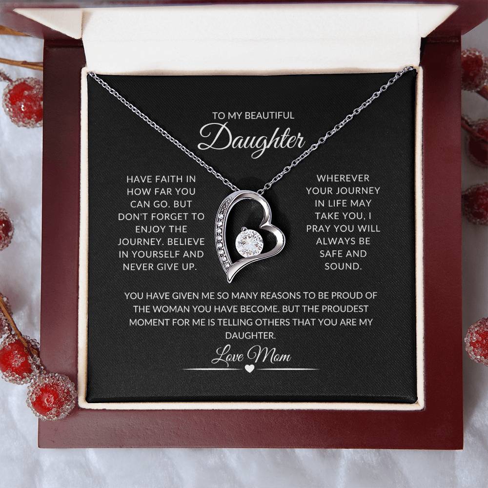 To My Beautiful Daughter From Mom Forever Love Necklace