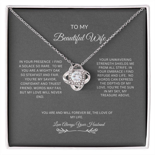 TO MY BEAUTIFUL WIFE LOVE KNOT NECKLACE