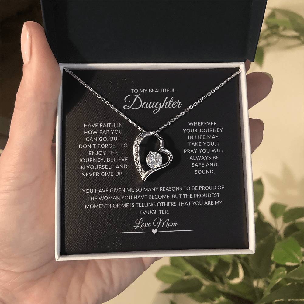 To My Beautiful Daughter From Mom Forever Love Necklace